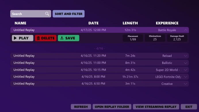 2025 | Fortnite - Replay Mode